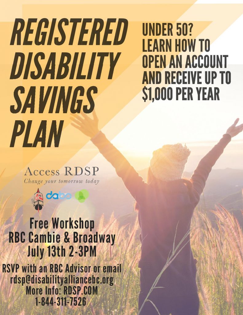 Free on the Registered Disability Savings Plan at RBC (Cambie & Broadway) DABC